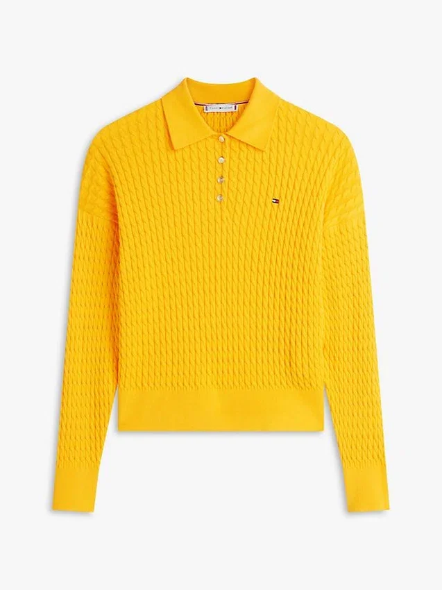 Relaxed Fit Cable Knit Sweater Polo Relaxed Fit Cable Knit Sweater Polo