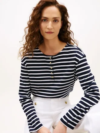 Relaxed Fit Cotton Interlock Henley