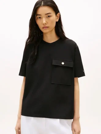 Relaxed Fit Gold-Button Pocket T-Shirt
