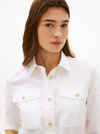Relaxed Fit Gold-Button Poplin Shirt