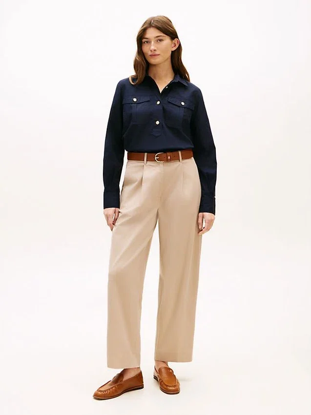 Relaxed Fit Gold-Button Poplin Shirt Relaxed Fit Gold-Button Poplin Shirt