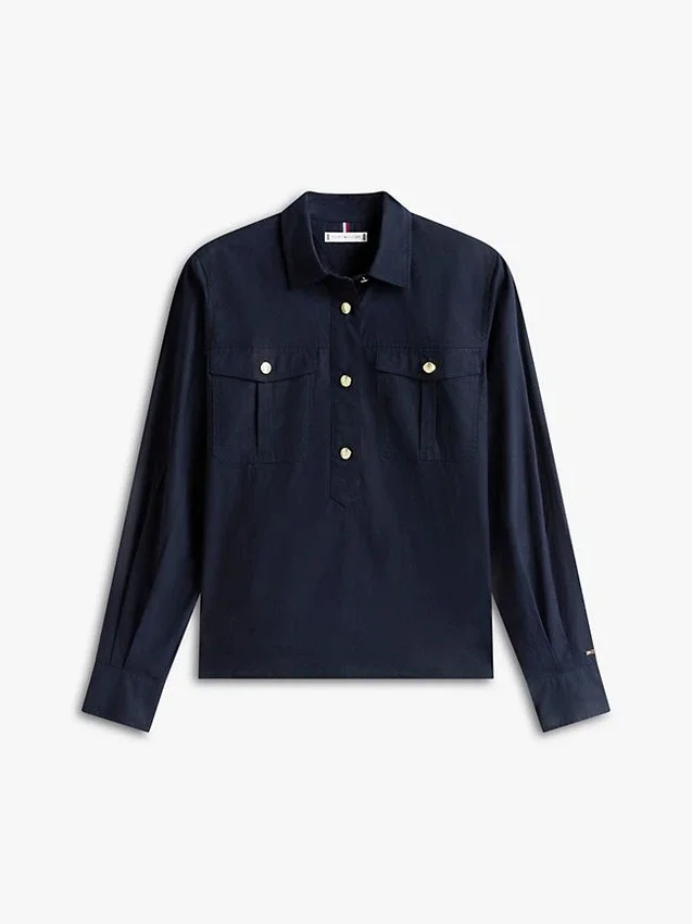 Relaxed Fit Gold-Button Poplin Shirt Relaxed Fit Gold-Button Poplin Shirt