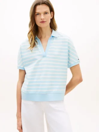 Relaxed Fit Heathered Stripe Polo
