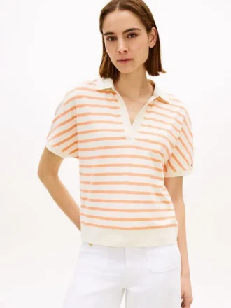 Relaxed Fit Heathered Stripe Polo