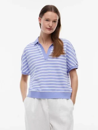 Relaxed Fit Heathered Stripe Polo