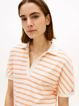 Relaxed Fit Heathered Stripe Polo