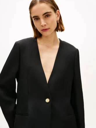 Relaxed Fit Linen-Blend Blazer