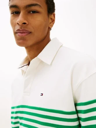 Relaxed Fit Long-Sleeve Colorblock Polo