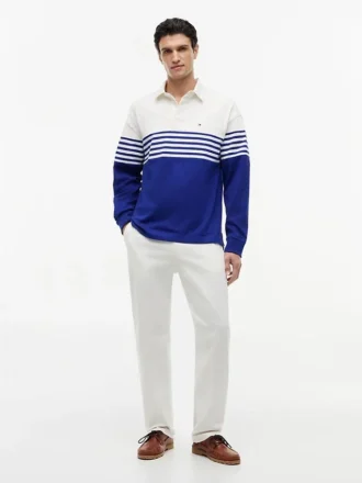 Relaxed Fit Long-Sleeve Colorblock Polo