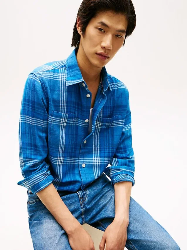 Relaxed Fit Plaid Slub Cotton Shirt Relaxed Fit Plaid Slub Cotton Shirt