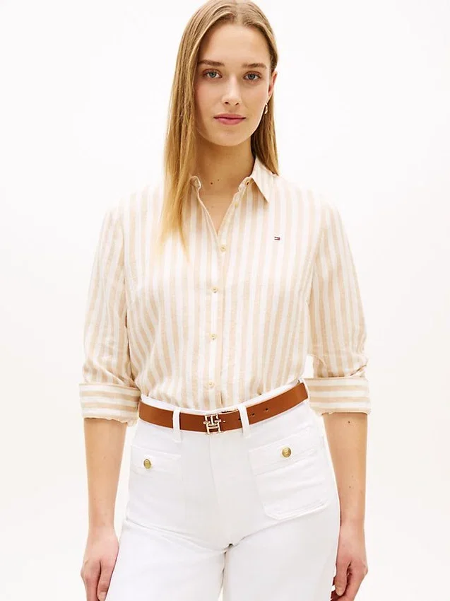 Relaxed Fit Stripe Linen-Blend Shirt Relaxed Fit Stripe Linen-Blend Shirt