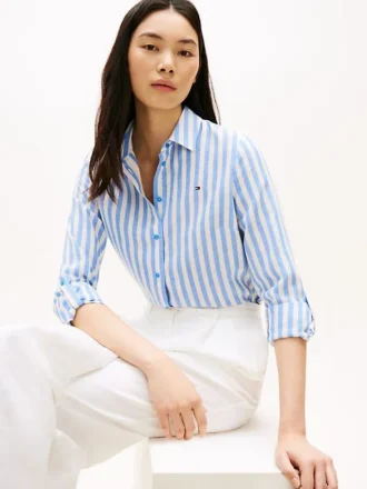 Relaxed Fit Stripe Linen-Blend Shirt