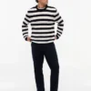 Relaxed Fit Striped Crochet Sweater Relaxed Fit Striped Crochet Sweater