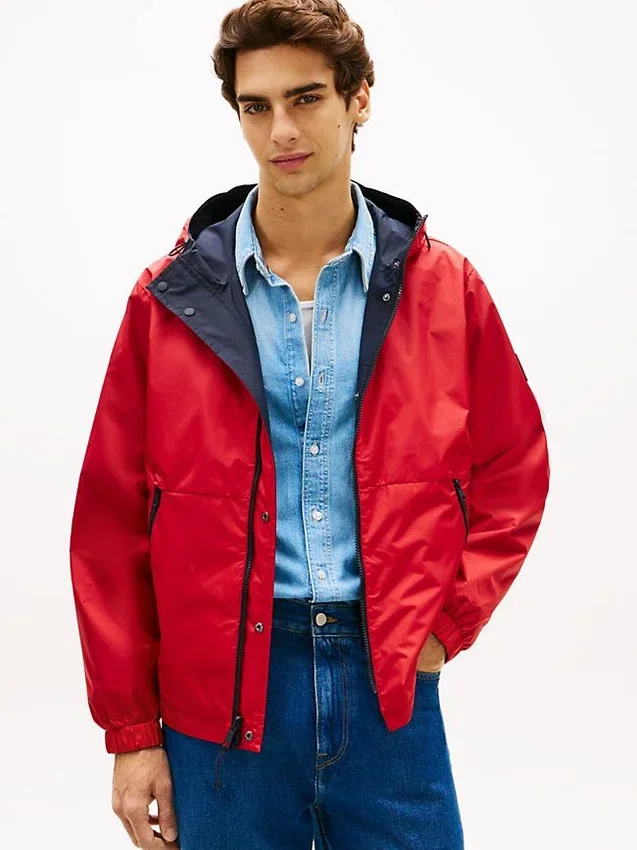 Reversible Water-Resistant Hooded Jacket Reversible Water-Resistant Hooded Jacket