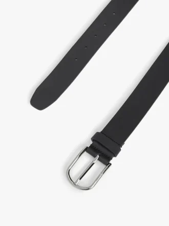 Round Buckle Smooth Leather Belt