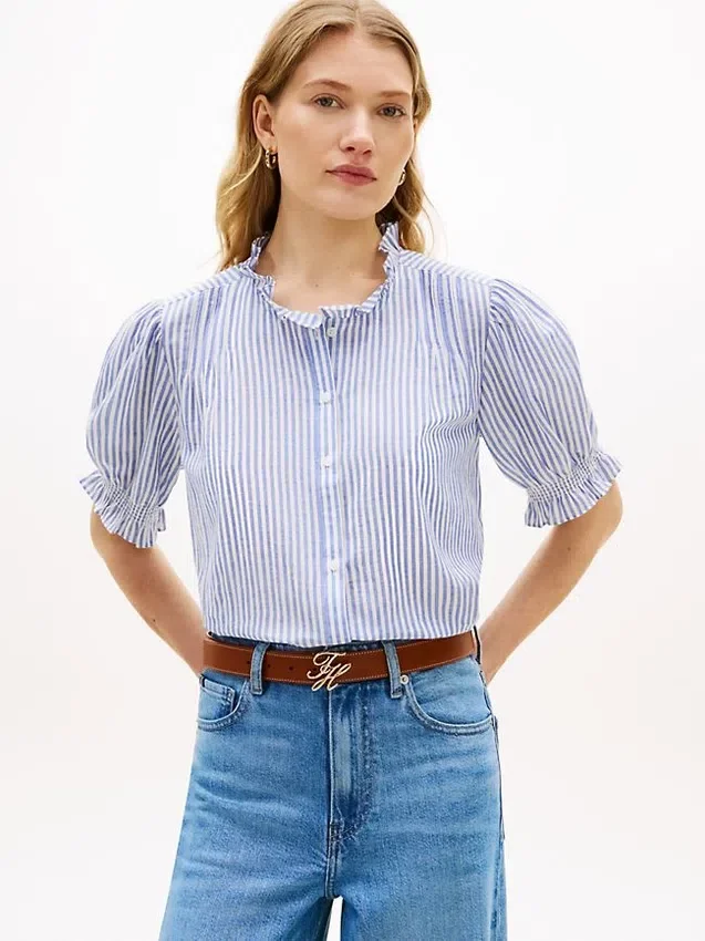 Ruffle Trim Cotton Voile Shirt Ruffle Trim Cotton Voile Shirt