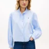 Ruffle Trim Cropped Oxford Shirt Ruffle Trim Cropped Oxford Shirt