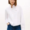 Ruffle Trim Cropped Oxford Shirt Ruffle Trim Cropped Oxford Shirt
