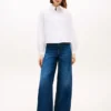 Ruffle Trim Cropped Oxford Shirt Ruffle Trim Cropped Oxford Shirt