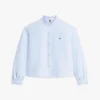 Ruffle Trim Cropped Oxford Shirt Ruffle Trim Cropped Oxford Shirt
