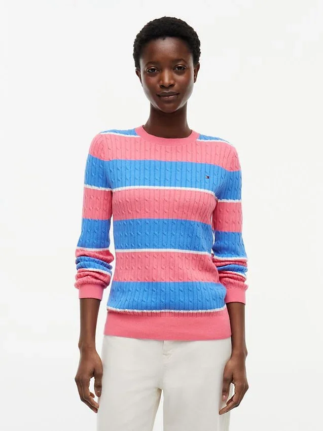 Rugby Stripe Cable Knit Sweater Rugby Stripe Cable Knit Sweater