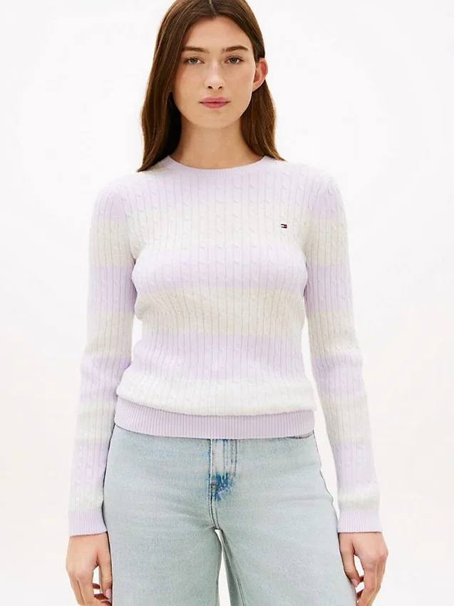 Rugby Stripe Cable Knit Sweater Rugby Stripe Cable Knit Sweater
