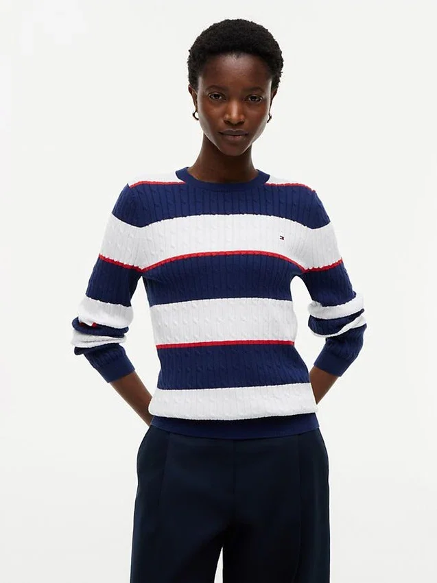 Rugby Stripe Cable Knit Sweater Rugby Stripe Cable Knit Sweater