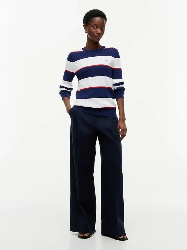 Rugby Stripe Cable Knit Sweater Rugby Stripe Cable Knit Sweater