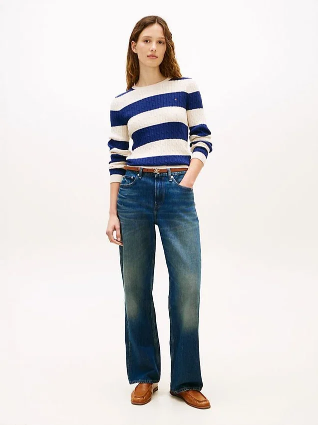 Rugby Stripe Cable Knit Sweater Rugby Stripe Cable Knit Sweater