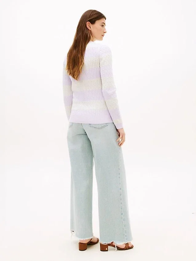 Rugby Stripe Cable Knit Sweater Rugby Stripe Cable Knit Sweater