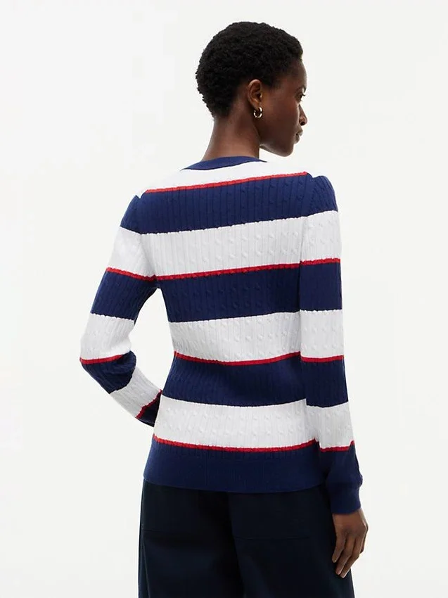 Rugby Stripe Cable Knit Sweater Rugby Stripe Cable Knit Sweater