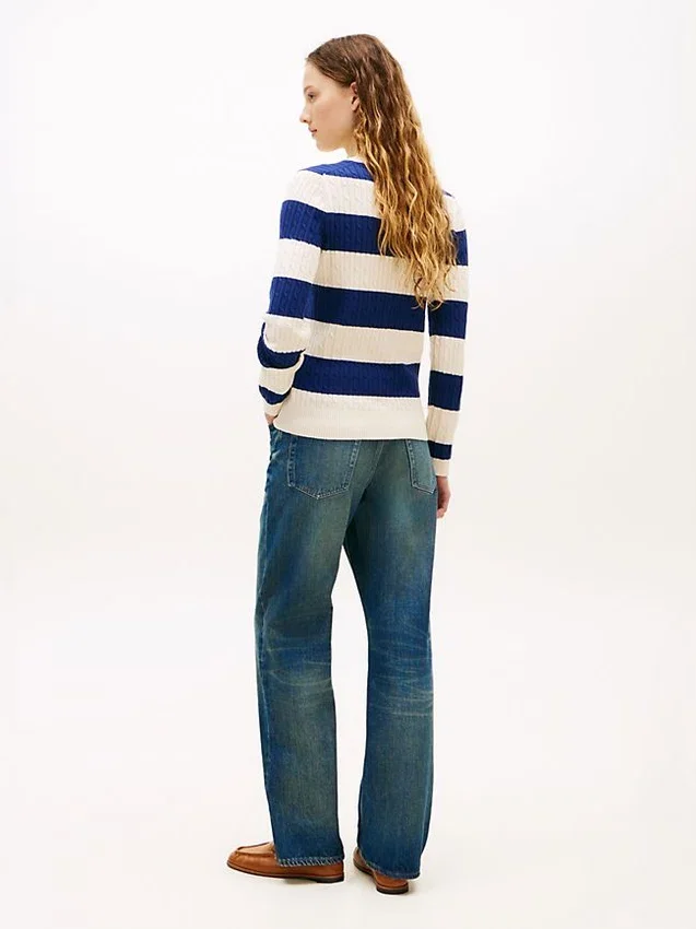 Rugby Stripe Cable Knit Sweater Rugby Stripe Cable Knit Sweater