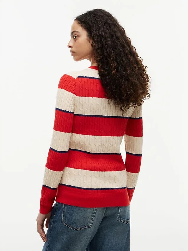 Rugby Stripe Cable Knit Sweater Rugby Stripe Cable Knit Sweater
