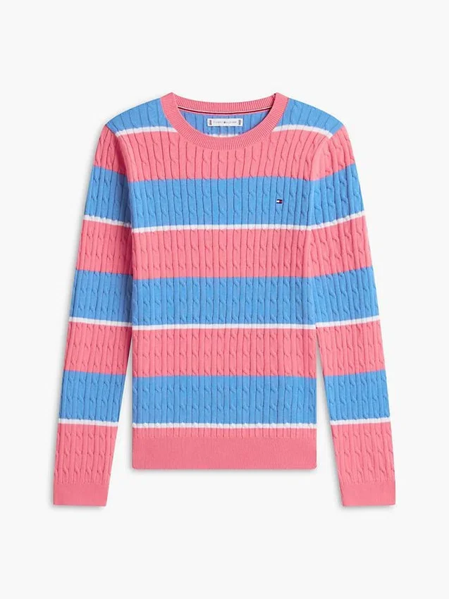 Rugby Stripe Cable Knit Sweater Rugby Stripe Cable Knit Sweater