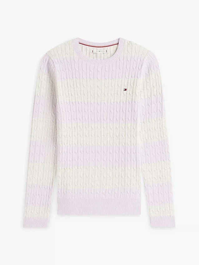Rugby Stripe Cable Knit Sweater Rugby Stripe Cable Knit Sweater