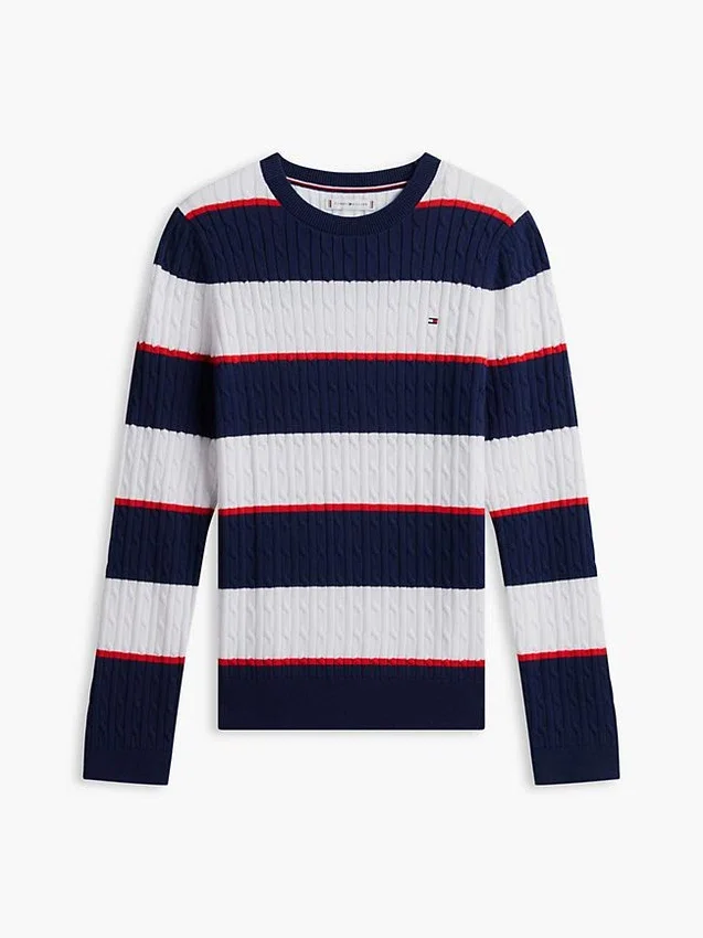 Rugby Stripe Cable Knit Sweater Rugby Stripe Cable Knit Sweater
