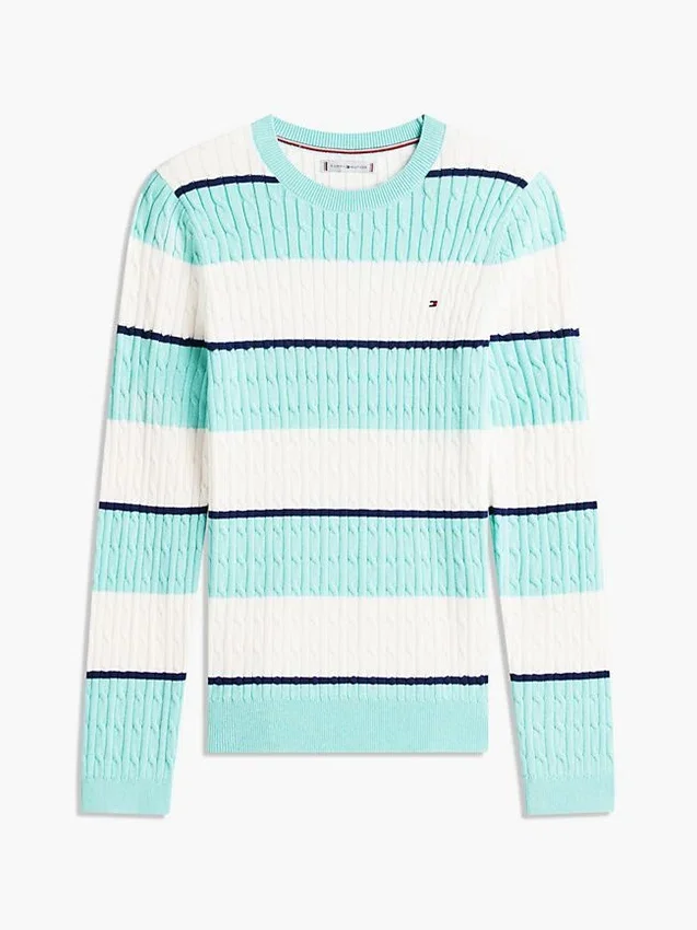 Rugby Stripe Cable Knit Sweater Rugby Stripe Cable Knit Sweater