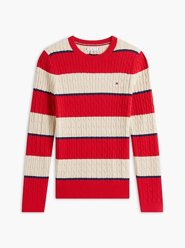 Rugby Stripe Cable Knit Sweater Rugby Stripe Cable Knit Sweater