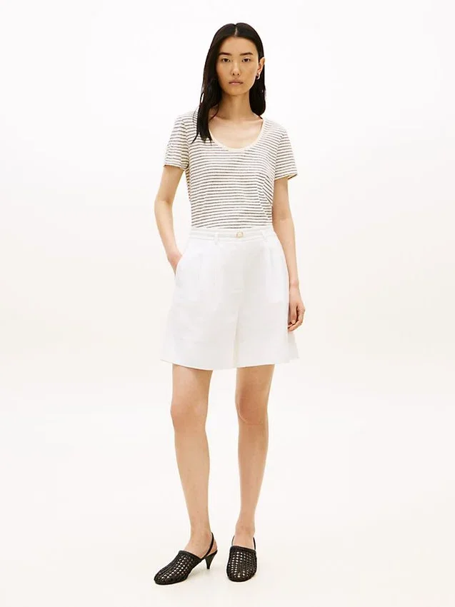 Scoop Neck Linen-Blend T-Shirt Scoop Neck Linen-Blend T-Shirt