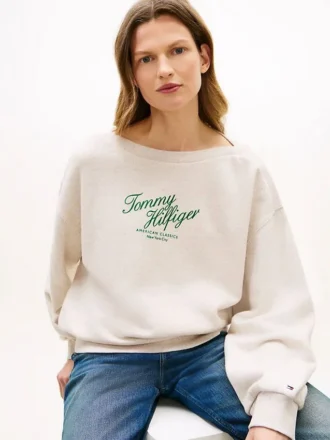 Script Logo Boatneck Sweatshirt