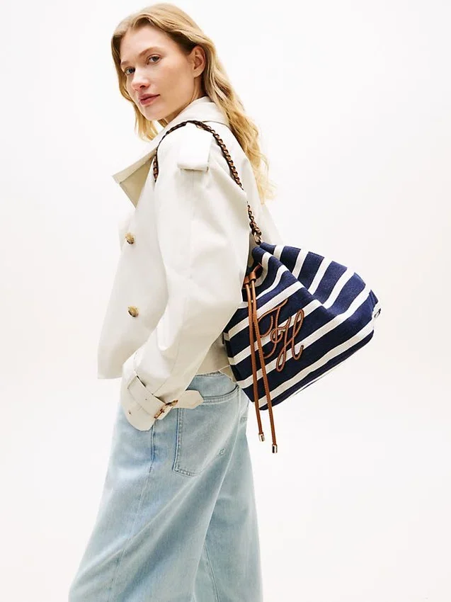 Script Monogram Breton Stripe Bucket Bag Script Monogram Breton Stripe Bucket Bag