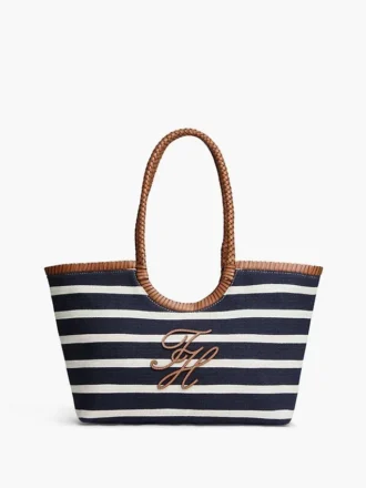 Script Monogram Breton Stripe Tote Bag