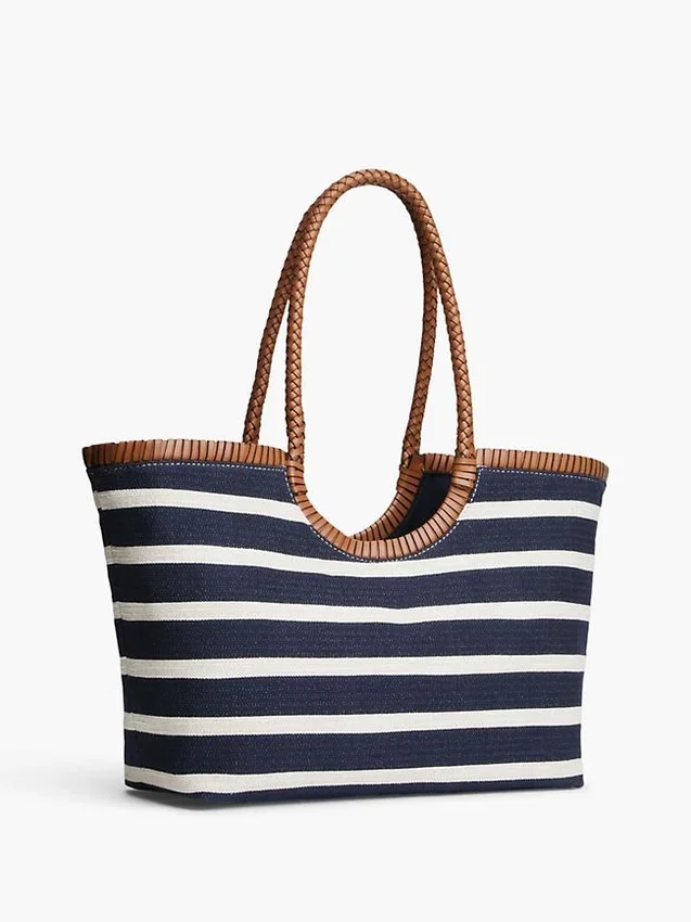 Script Monogram Breton Stripe Tote Bag Script Monogram Breton Stripe Tote Bag