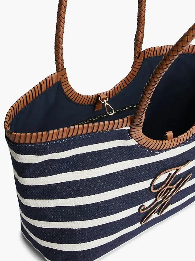 Script Monogram Breton Stripe Tote Bag Script Monogram Breton Stripe Tote Bag
