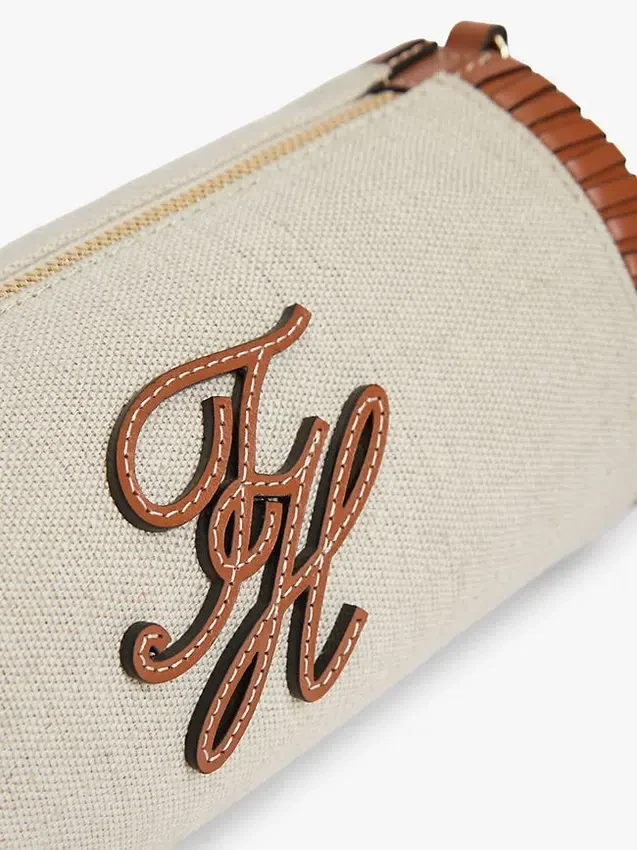 Script Monogram Linen Chain Strap Bag Script Monogram Linen Chain Strap Bag