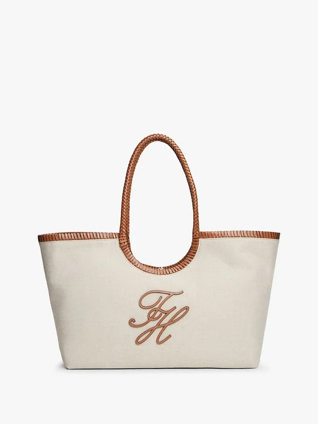 Script Monogram Linen Maxi Tote Script Monogram Linen Maxi Tote