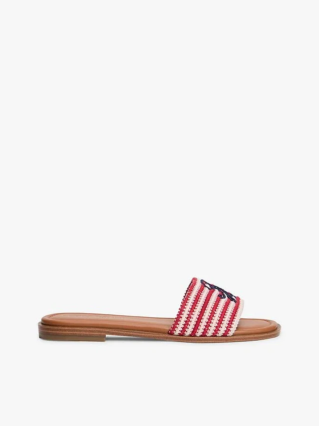 Script Monogram Stripe Woven Slide Script Monogram Stripe Woven Slide