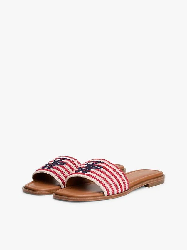 Script Monogram Stripe Woven Slide Script Monogram Stripe Woven Slide