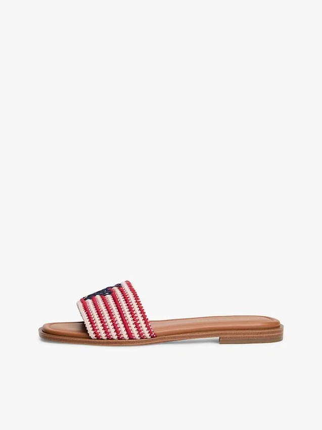 Script Monogram Stripe Woven Slide Script Monogram Stripe Woven Slide