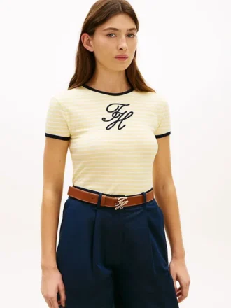 Script Monogram Striped Ringer T-Shirt